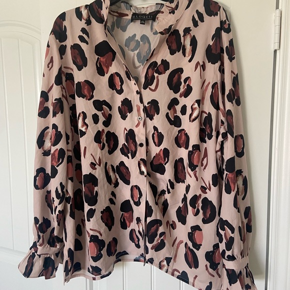 Plus Size Leopard Print Blouse - Eloquii - Size 22 - Picture 1 of 2